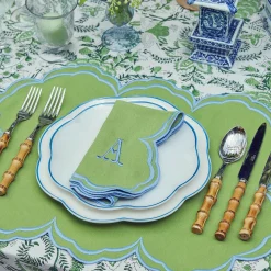 Mrs. Alice Placemats|Serena Apple Green With Blue Placemats (Set Of 4)