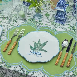 Mrs. Alice Placemats|Serena Apple Green With Blue Placemats (Set Of 4)