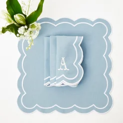 Mrs. Alice Napkins|Serena Applique Blue Napkins (Set Of 4)