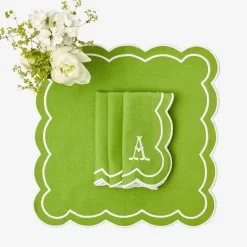 Mrs. Alice Napkins|Serena Applique Green Napkins (Set Of 4)