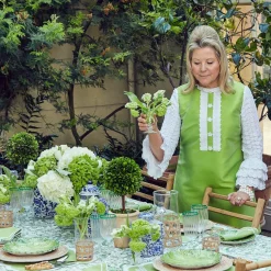 Mrs. Alice Table Linen Sets|Serena Applique Green Placemats & Napkins (Set Of 4)