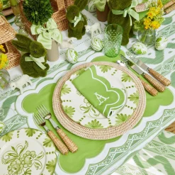 Mrs. Alice Placemats|Serena Applique Green Placemats (Set Of 4)