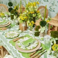 Mrs. Alice Placemats|Serena Applique Green Placemats (Set Of 4)