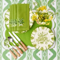 Mrs. Alice Placemats|Serena Applique Green Placemats (Set Of 4)