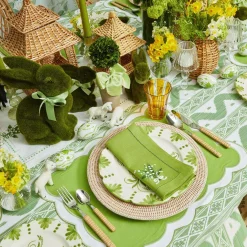 Mrs. Alice Placemats|Serena Applique Green Placemats (Set Of 4)