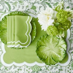 Mrs. Alice Placemats|Serena Applique Green Placemats (Set Of 4)