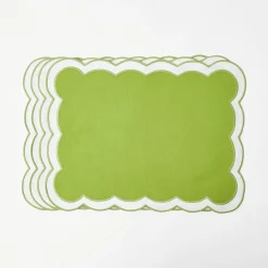 Mrs. Alice Placemats|Serena Applique Green Placemats (Set Of 4)