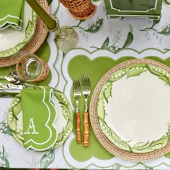 Mrs. Alice Placemats|Serena Applique Green Placemats (Set Of 4)