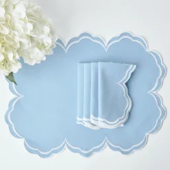 Mrs. Alice Placemats|Serena Cornflower Blue Placemats (Set Of 4)