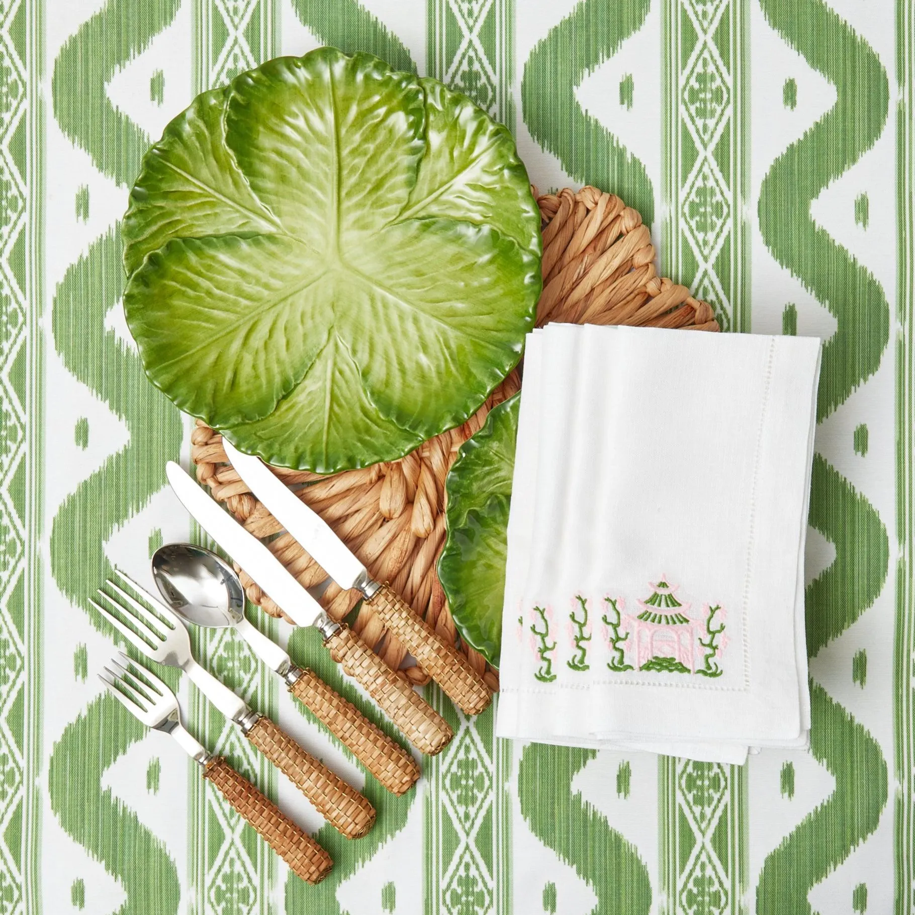 Mrs. Alice Crockery Sets|Serena Green Cabbage Dinner Plate (Set Of 4)