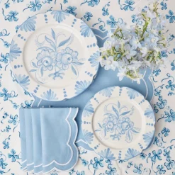 Mrs. Alice Seville Crockery|Seville Blue Gardenia Dinner Plate (Set Of 4)