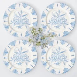 Mrs. Alice Dinner Plates|Seville Blue Gardenia Dinner Plate (Set Of 4)