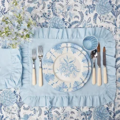 Mrs. Alice Crockery Sets|Seville Blue Gardenia Dinner Plate (Set Of 4)