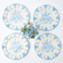 Mrs. Alice Crockery Sets|Seville Blue Gardenia Starter Plate (Set Of 4)
