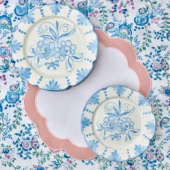 Mrs. Alice Crockery Sets|Seville Blue Gardenia Starter Plate (Set Of 4)
