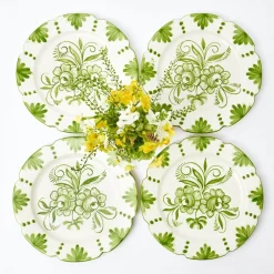Mrs. Alice Crockery Sets|Seville Green Gardenia Dinner Plates (Set Of 4)
