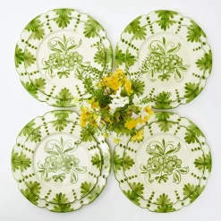 Mrs. Alice Crockery Sets|Seville Green Gardenia Dinner & Starter Plates (Set Of 8)