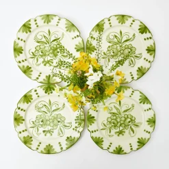 Mrs. Alice Seville Crockery|Seville Green Gardenia Starter Plates (Set Of 4)