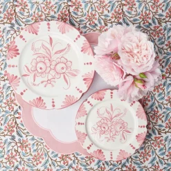 Mrs. Alice Crockery Sets|Seville Pink Gardenia Dinner Plate (Set Of 4)