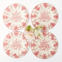 Mrs. Alice Crockery Sets|Seville Pink Gardenia Dinner & Starter Plates (Set Of 8)
