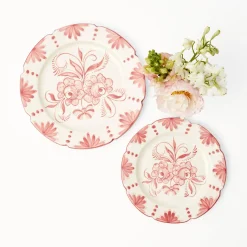 Mrs. Alice Crockery Sets|Seville Pink Gardenia Dinner & Starter Plates (Set Of 8)