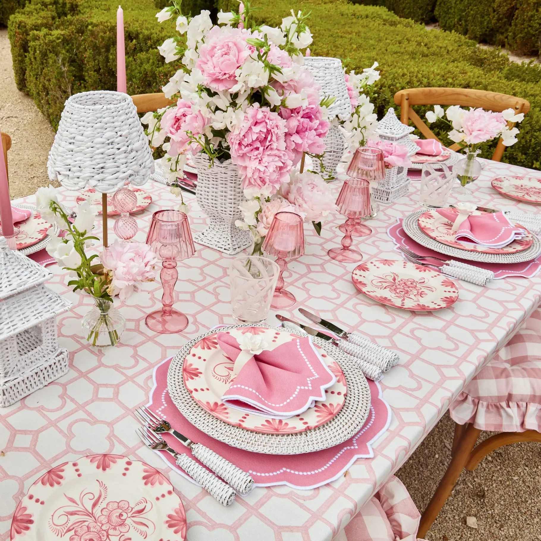 Mrs. Alice Crockery Sets|Seville Pink Gardenia Dinner & Starter Plates (Set Of 8)