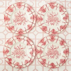 Mrs. Alice Starter Plates|Seville Pink Gardenia Dinner & Starter Plates (Set Of 8)
