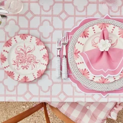 Mrs. Alice Starter Plates|Seville Pink Gardenia Dinner & Starter Plates (Set Of 8)