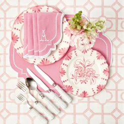 Mrs. Alice Crockery Sets|Seville Pink Gardenia Starter Plate (Set Of 4)