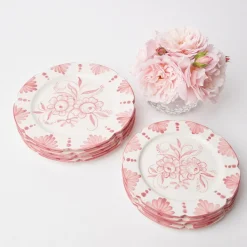 Mrs. Alice Crockery Sets|Seville Pink Gardenia Starter Plate (Set Of 4)