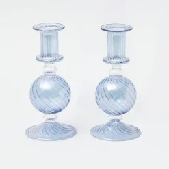Mrs. Alice Candle Holders|Small Camille Azure Candle Holders (Pair)