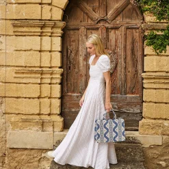 Women Mrs. Alice Mrs. Alice Tote Bags|Small Tote Bag (Blue Ikat)