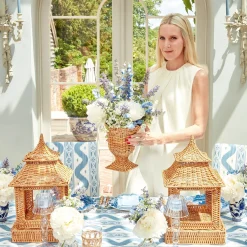 Mrs. Alice Urns & Pedestals|Small Natural Rattan Urn Vase