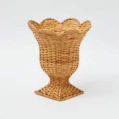 Mrs. Alice Rattan Tableware|Small Natural Rattan Urn Vase