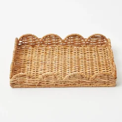 Mrs. Alice Trays & Liners|Small Scalloped Rattan Tray