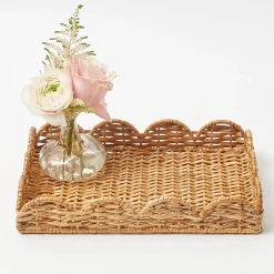 Mrs. Alice Trays & Liners|Small Scalloped Rattan Tray