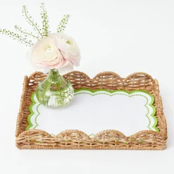 Mrs. Alice Trays & Liners|Small Scalloped Rattan Tray