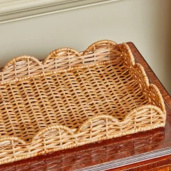 Mrs. Alice Trays & Liners|Small Scalloped Rattan Tray