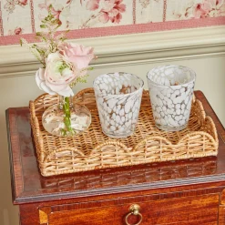 Mrs. Alice Trays & Liners|Small Scalloped Rattan Tray