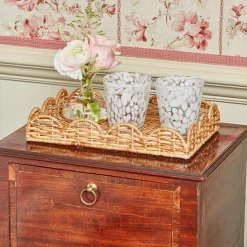Mrs. Alice Trays & Liners|Small Scalloped Rattan Tray