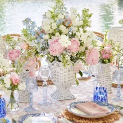 Mrs. Alice Vases|Small White Rattan Urn Vase