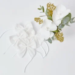 Mrs. Alice Napkin Rings, Bows & Wreaths|Snow White Velvet Napkin Bows (Set Of 4)