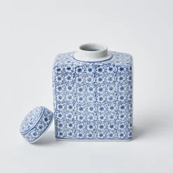 Mrs. Alice Vases|Square Floral Print Ginger Jar