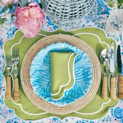 Mrs. Alice Placemats|Sylvie Green Embroidered Placemats (Set Of 4)