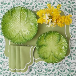 Mrs. Alice Placemats|Sylvie Green Embroidered Placemats (Set Of 4)