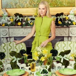 Mrs. Alice Table Linen Sets|Sylvie Green Embroidered Placemats & Napkins (Set Of 4)