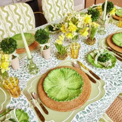 Mrs. Alice Table Linen Sets|Sylvie Green Embroidered Placemats & Napkins (Set Of 4)