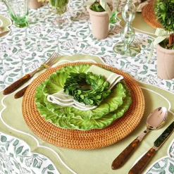 Mrs. Alice Table Linen Sets|Sylvie Green Embroidered Placemats & Napkins (Set Of 4)