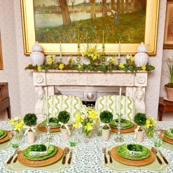 Mrs. Alice Table Linen Sets|Sylvie Green Embroidered Placemats & Napkins (Set Of 4)