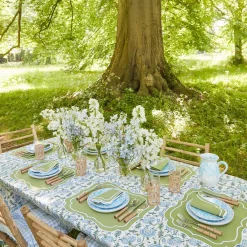 Mrs. Alice Table Linen Sets|Sylvie Green Embroidered Placemats & Napkins (Set Of 4)